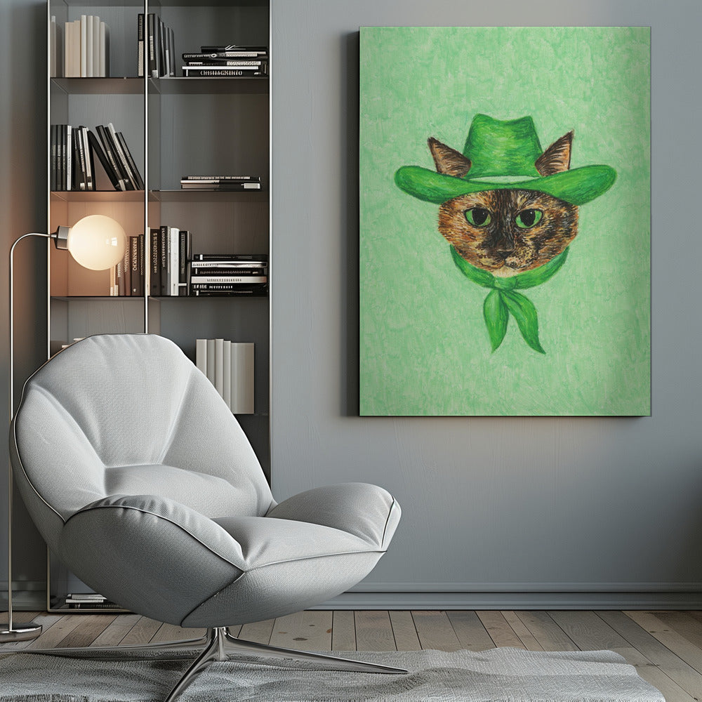 Tilly The Cowgirl Tortie Cat - Poster / Art Print