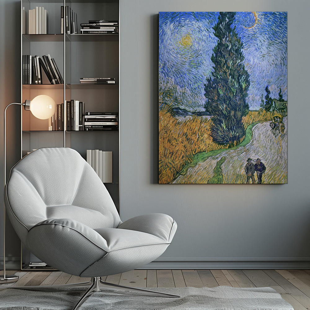 Vincent Van Gogh's Road With Cypress and Star 1890 - Poster / Art Print
