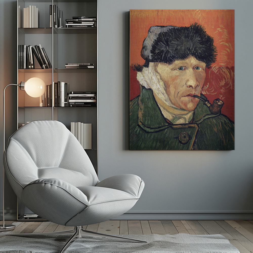 Vincent Van Gogh's Self Portrait With Bandaged Ear and Pipe (1889) - Poster / Art Print