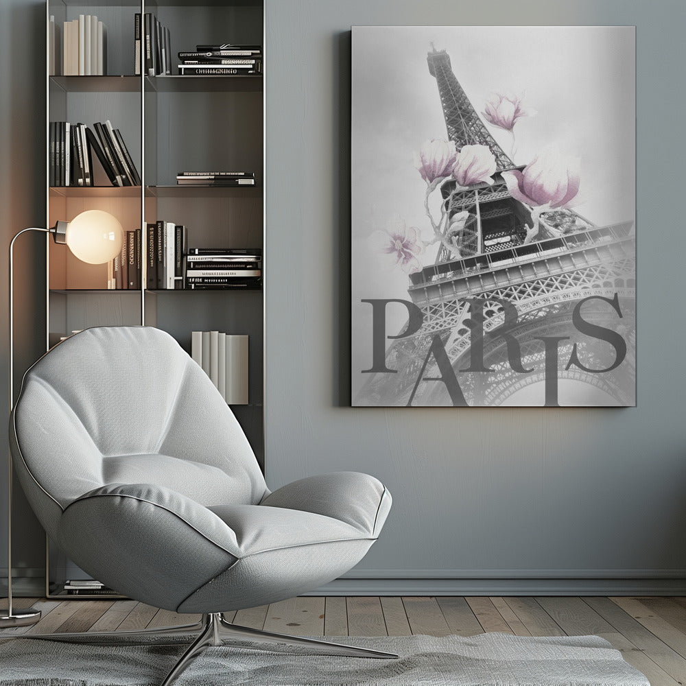 PARIS Magnolia Eiffel Tower - Poster / Art Print