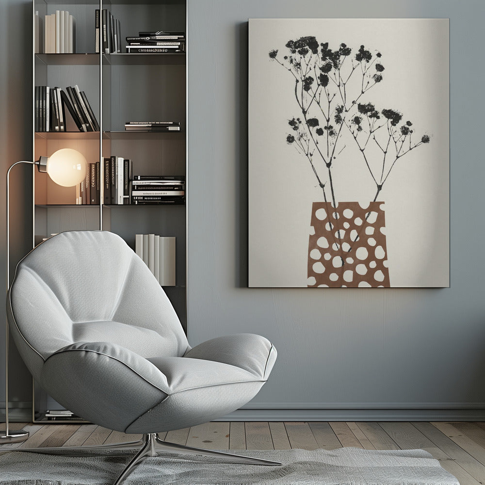 Gypsophila In A Brown Vase - Poster / Art Print