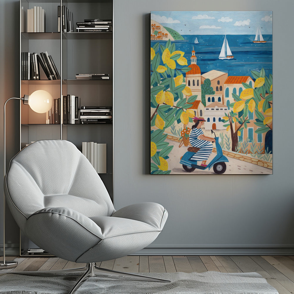 Travel poster woman on the Amalfi coast, Italy - Poster / Art Print