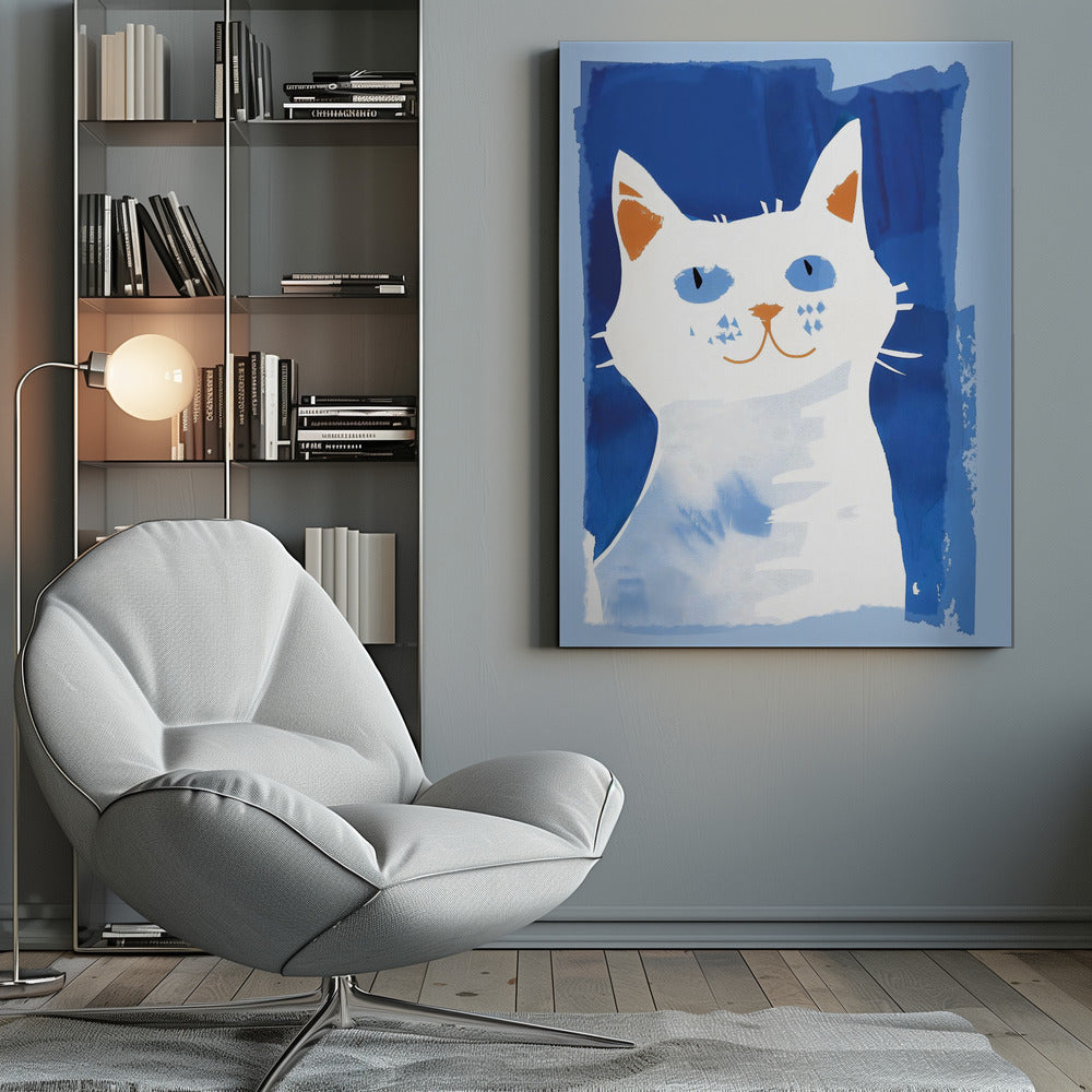 Cat In Blue - Poster / Art Print