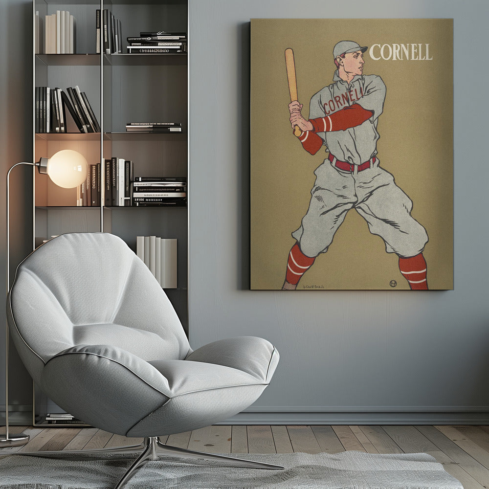 Vintage Drawing of a Baseball Player Holding a Bat - Poster / Art Print