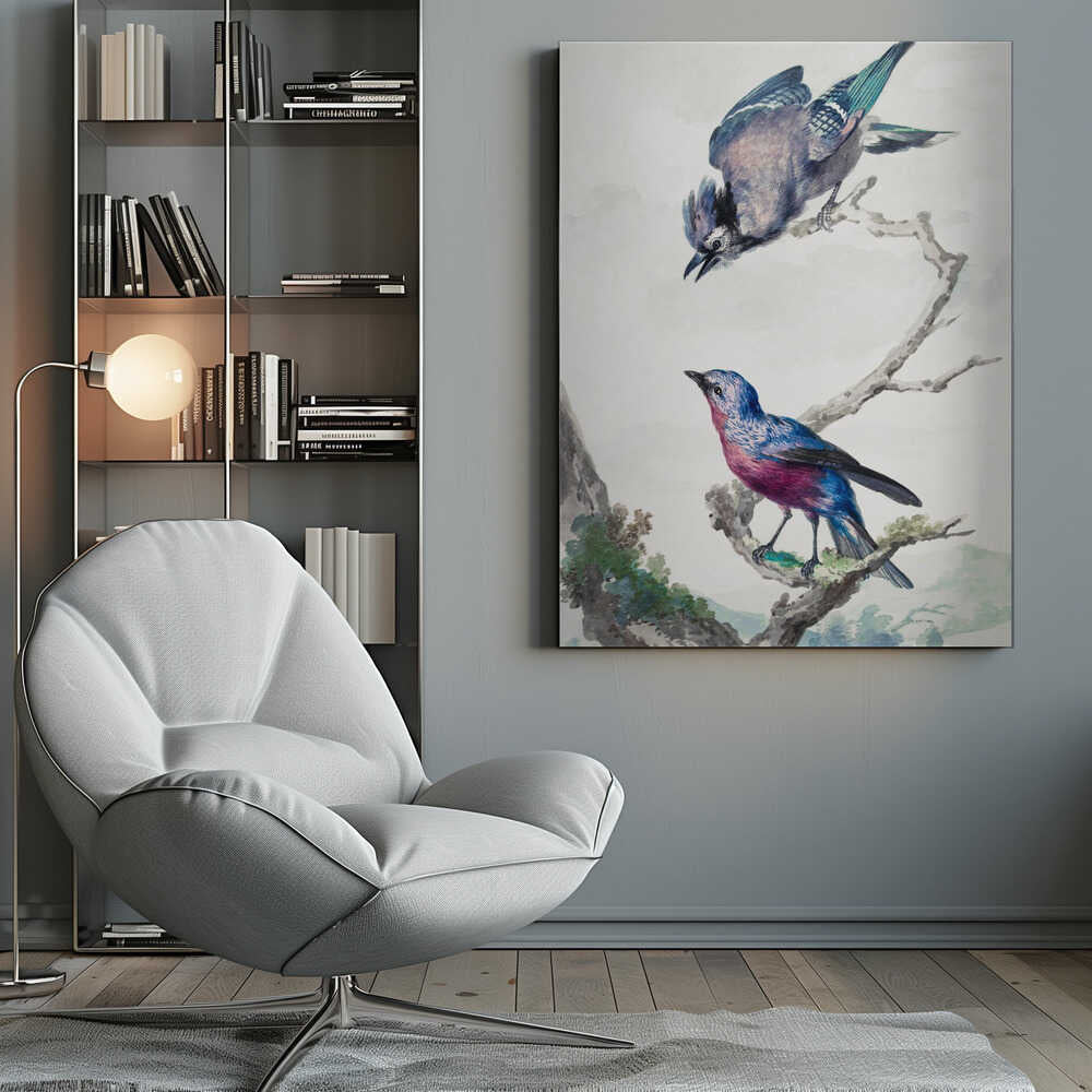 Two Birds  a Blue Jay and a Purple Breasted Cotinga - Poster / Art Print