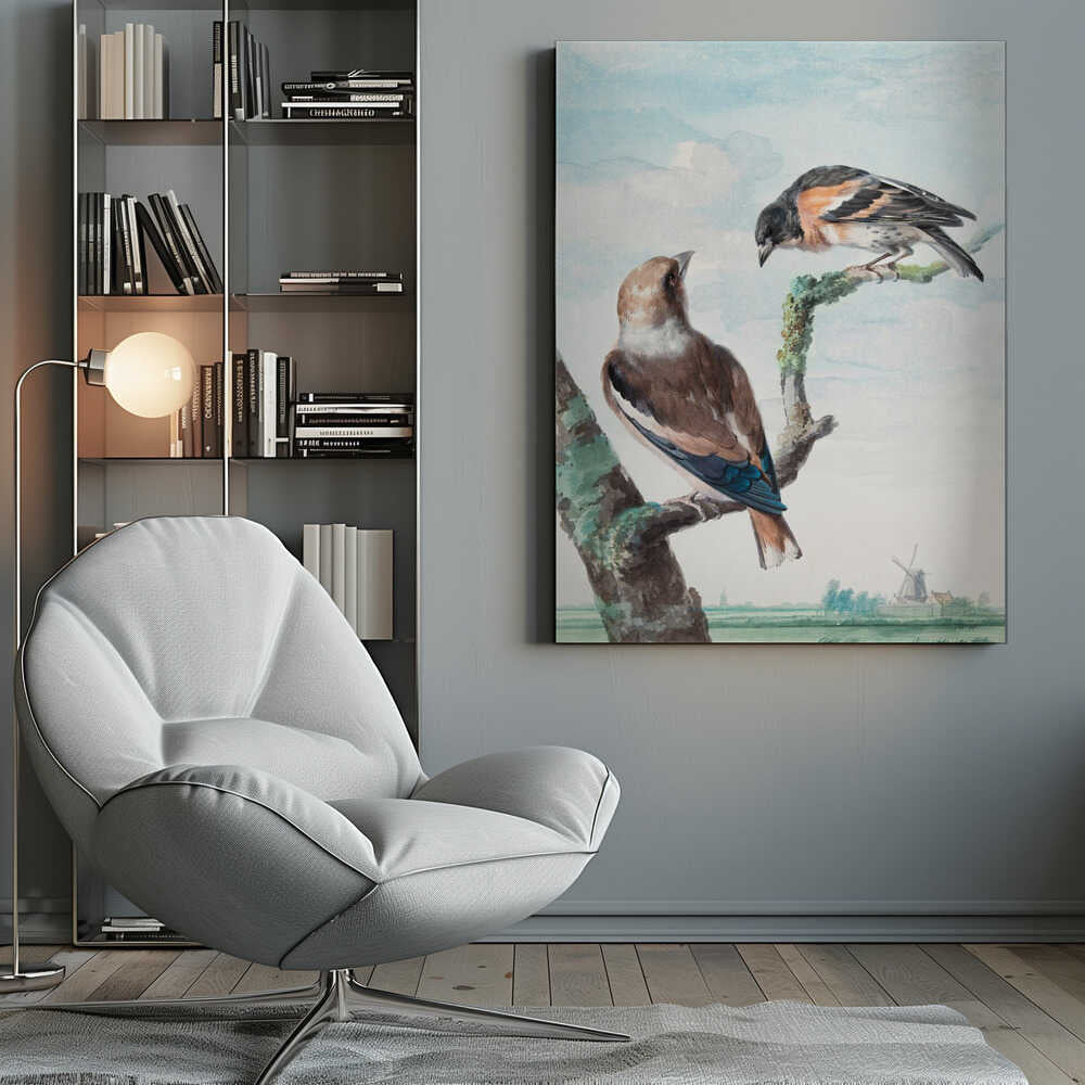 Two Birds  Hawfinch - Poster / Art Print