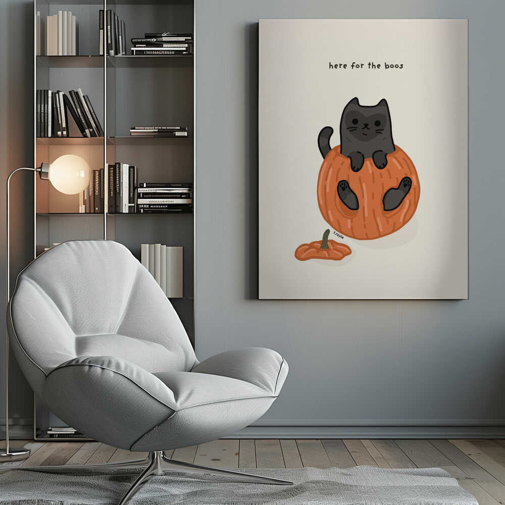 Black Cat Playfully Sitting In A Pumpkin - Poster / Art Print