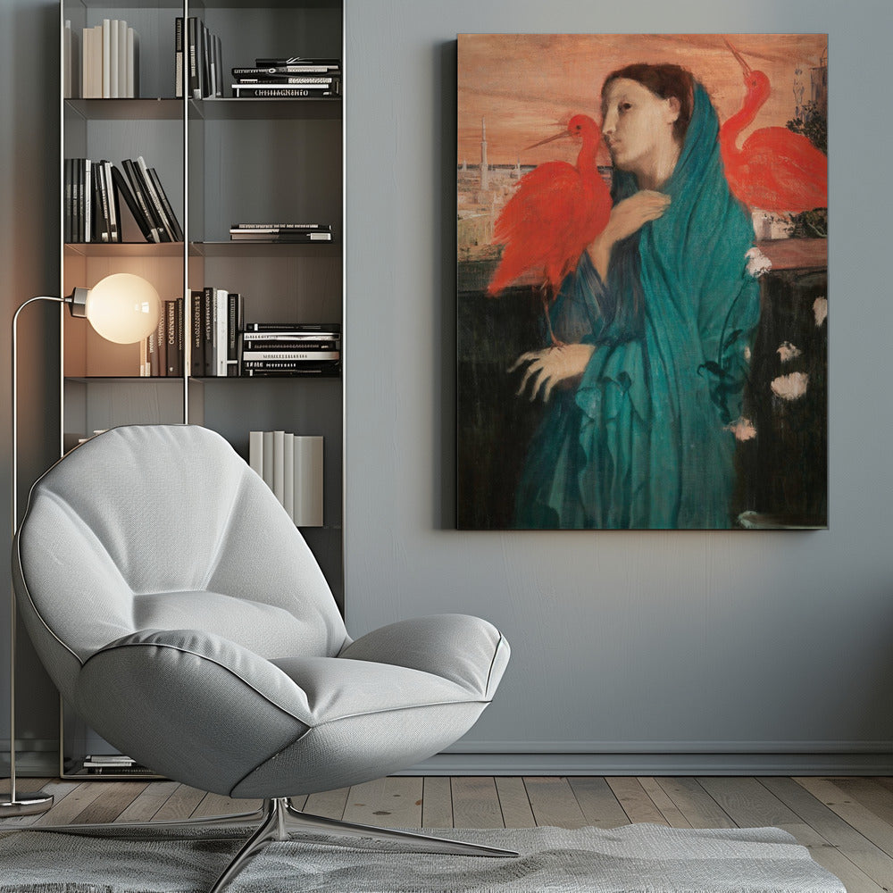 Young Woman With Ibis - Poster / Art Print