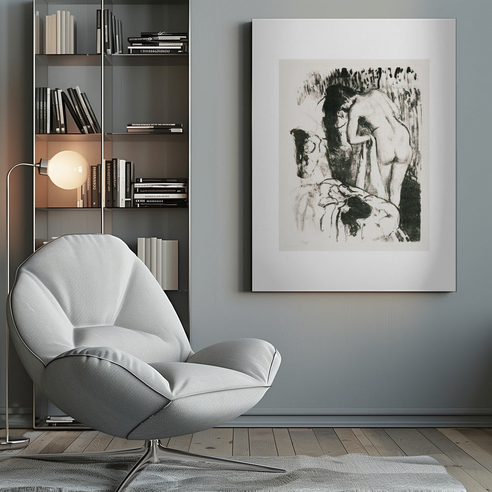 Nude Woman Standing, Drying Herself - Poster / Art Print