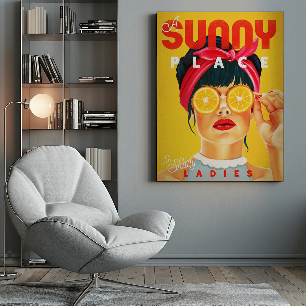 A Sunny Place For Shady Ladies Orange Pinup Art - Poster / Art Print