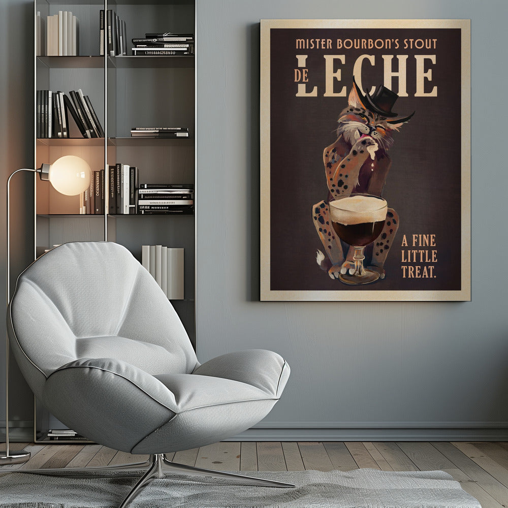 Bourbon De Leche Guinness Style Cat Art - Poster / Art Print