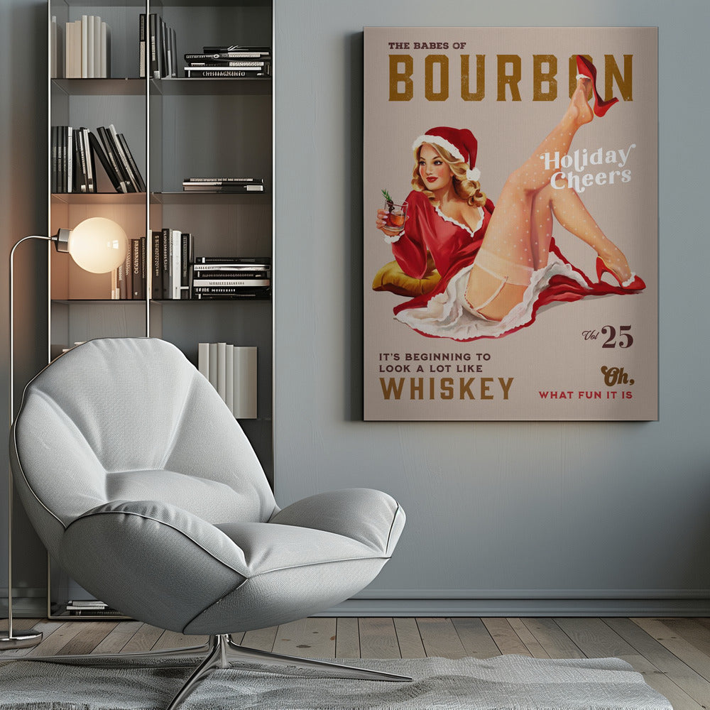 Babes of Bourbon Vol 25 Holiday Cheer Christmas Pinup - Poster / Art Print