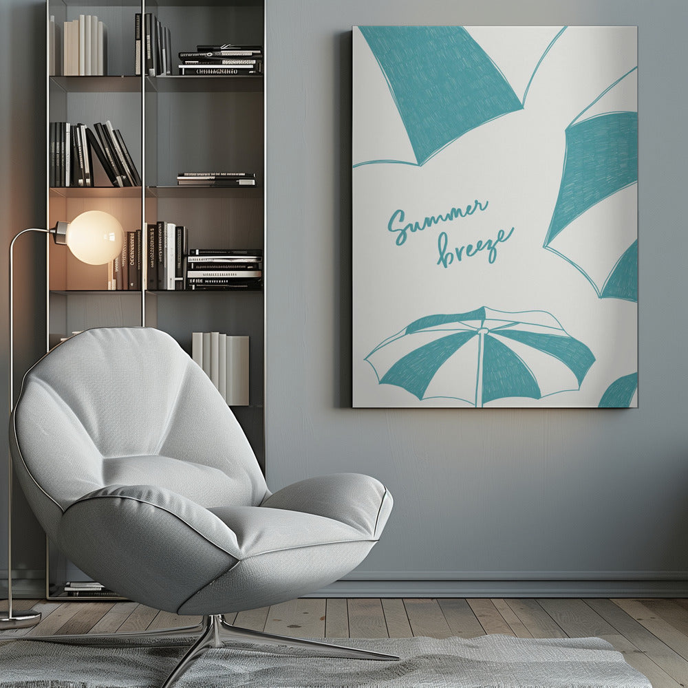 Summer beach parasols pencil sketch - Poster / Art Print