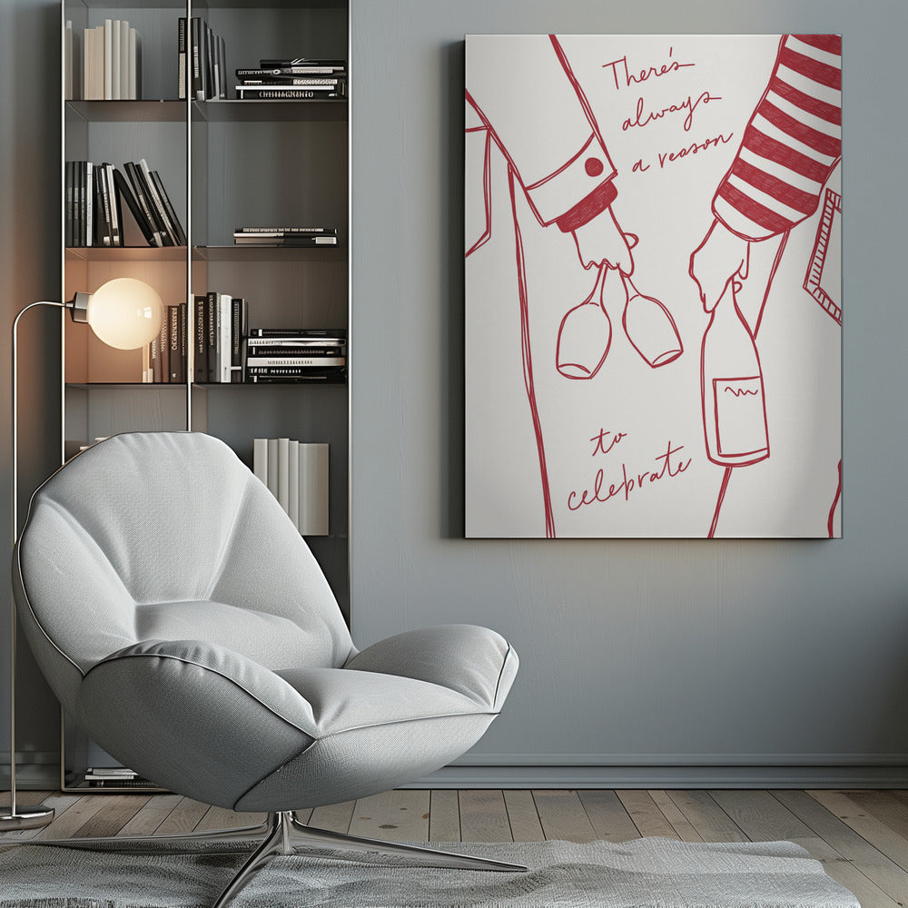 Woman holding wine bottle and wine glass (Red) - Wine Vin Rouge Femme - Poster / Art Print