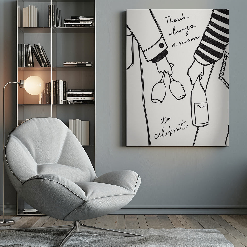 Woman holding wine bottle and wine glass - Poster / Art Print