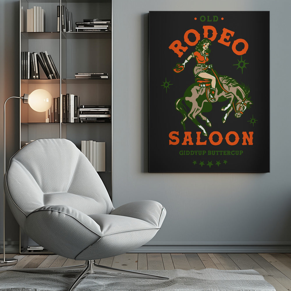 Old Rodeo Saloon Cowgirl: Giddyup Buttercup - Poster / Art Print