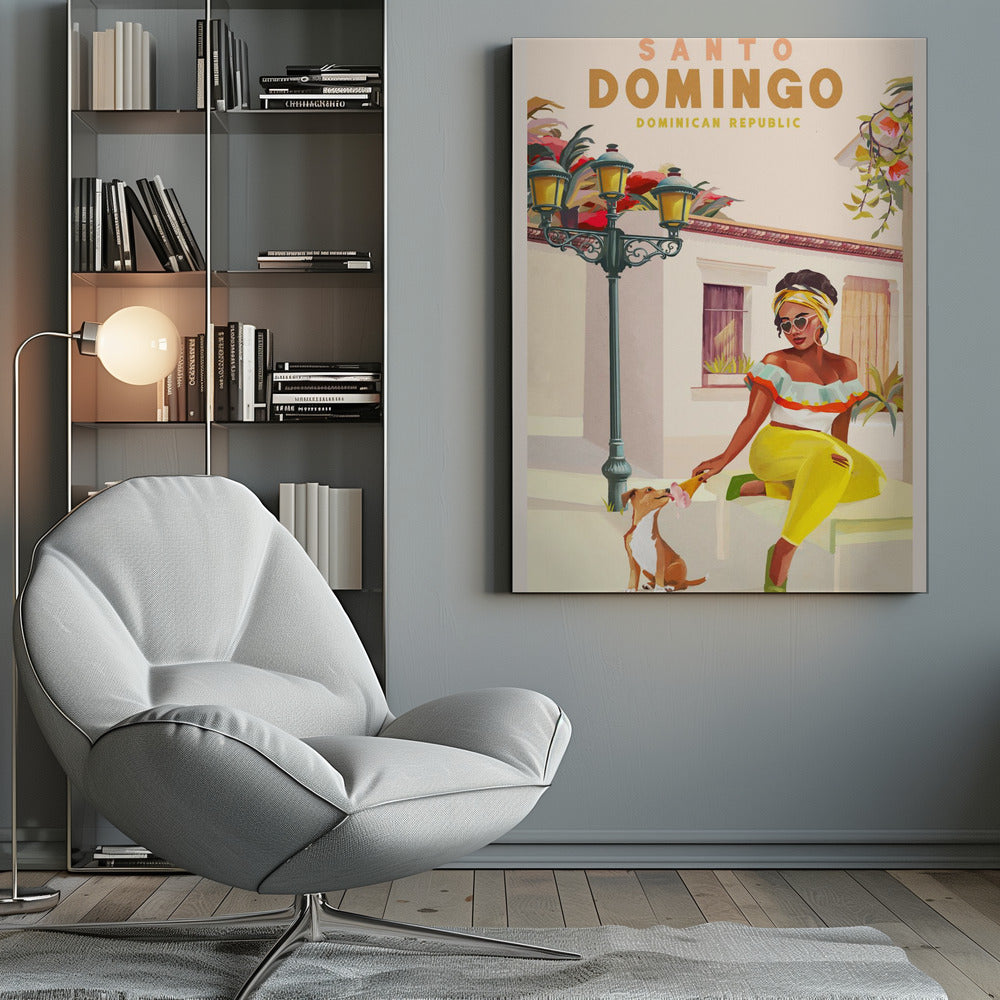 Santo Domingo Dominican Republic Woman & Dog - Poster / Art Print