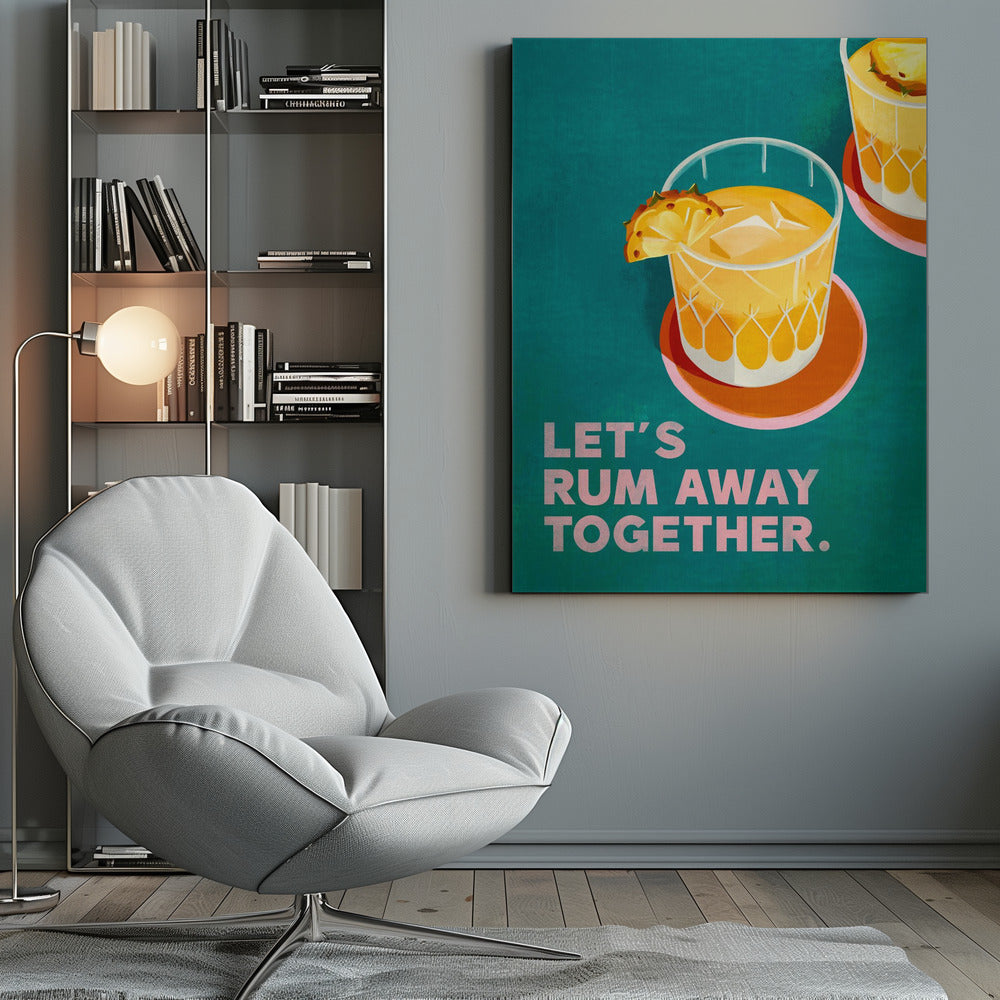 Rum Away Beach Bar Cocktail Art - Poster / Art Print