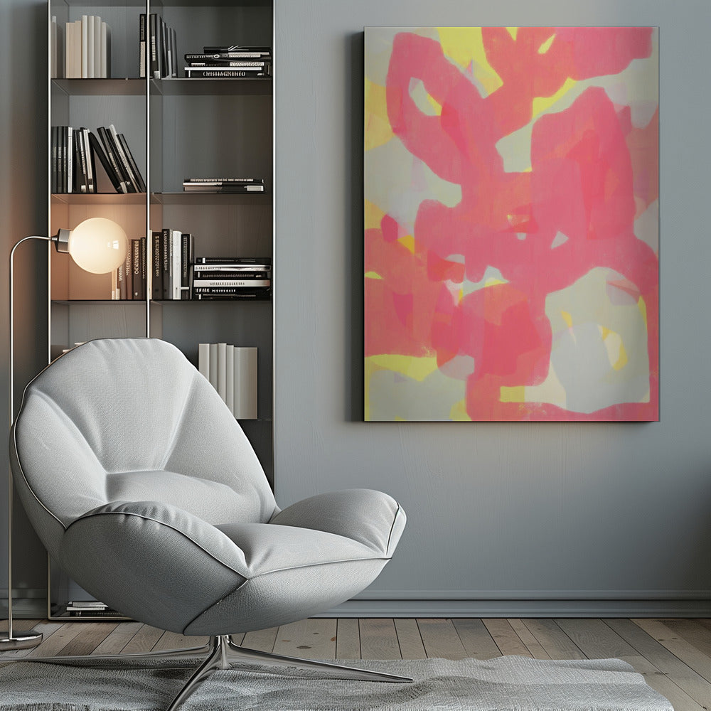 Pink, Grey, Yellow Abstract - Poster / Art Print