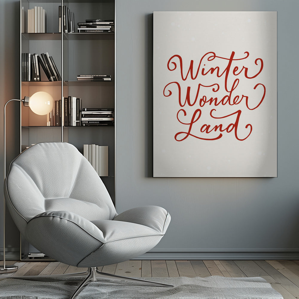 Winter Wonderland Text (green), Christmas Noël Holiday Winter Quote Typography Lettering - Poster / Art Print