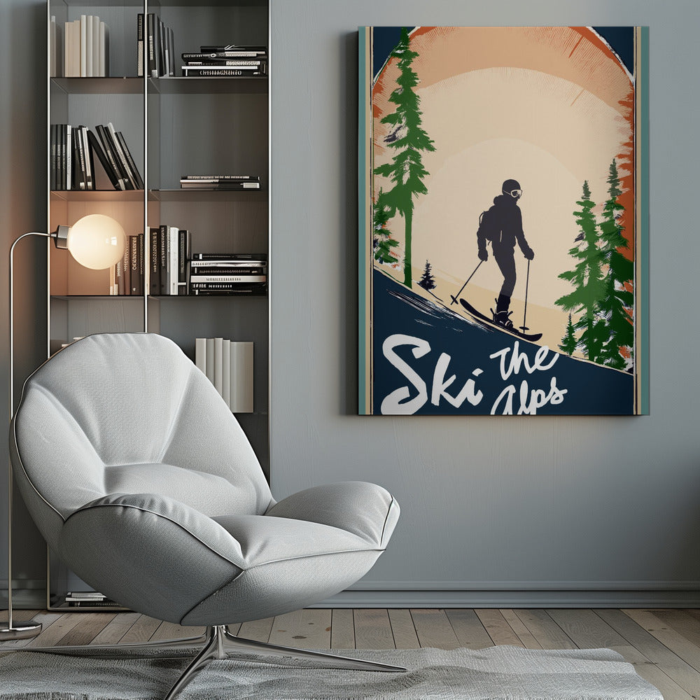 Winter Tourism: Vintage Ski the Alps Poster - Poster / Art Print