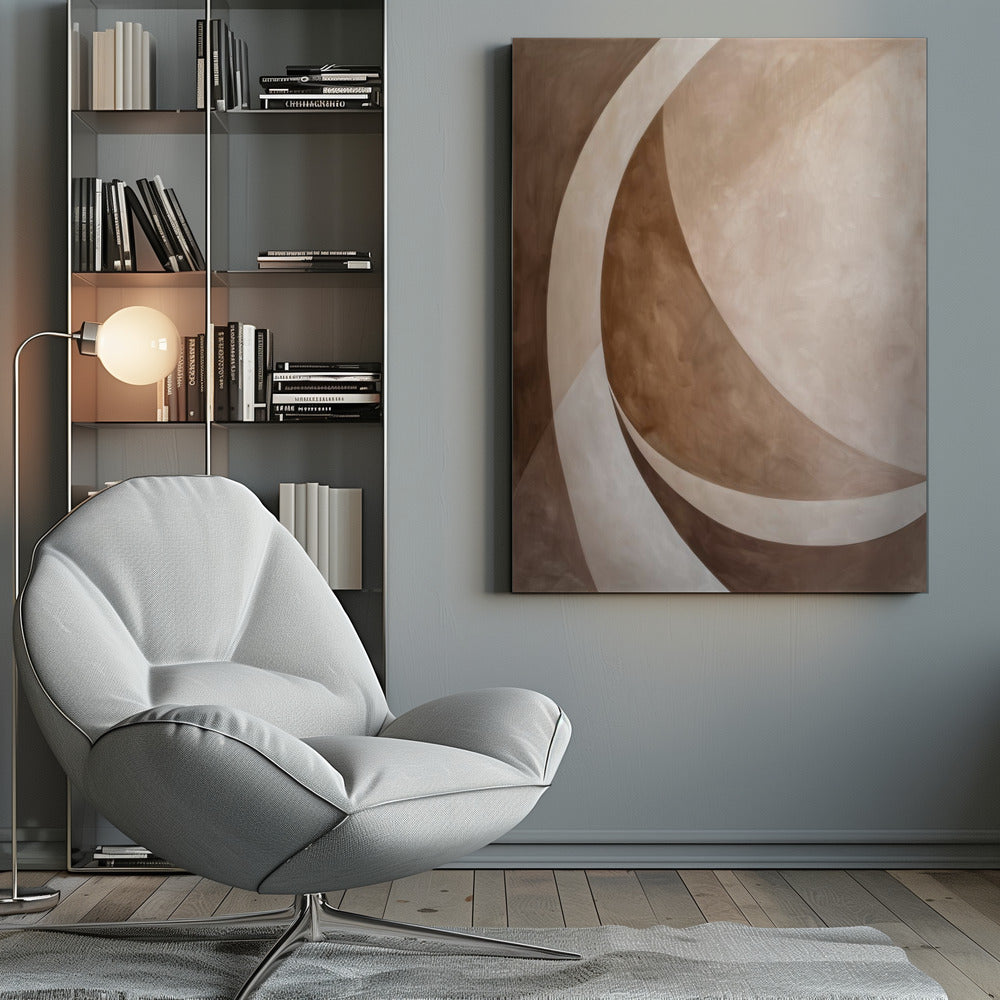 Abstract Art Beige Brown Geo Abstract - Poster / Art Print