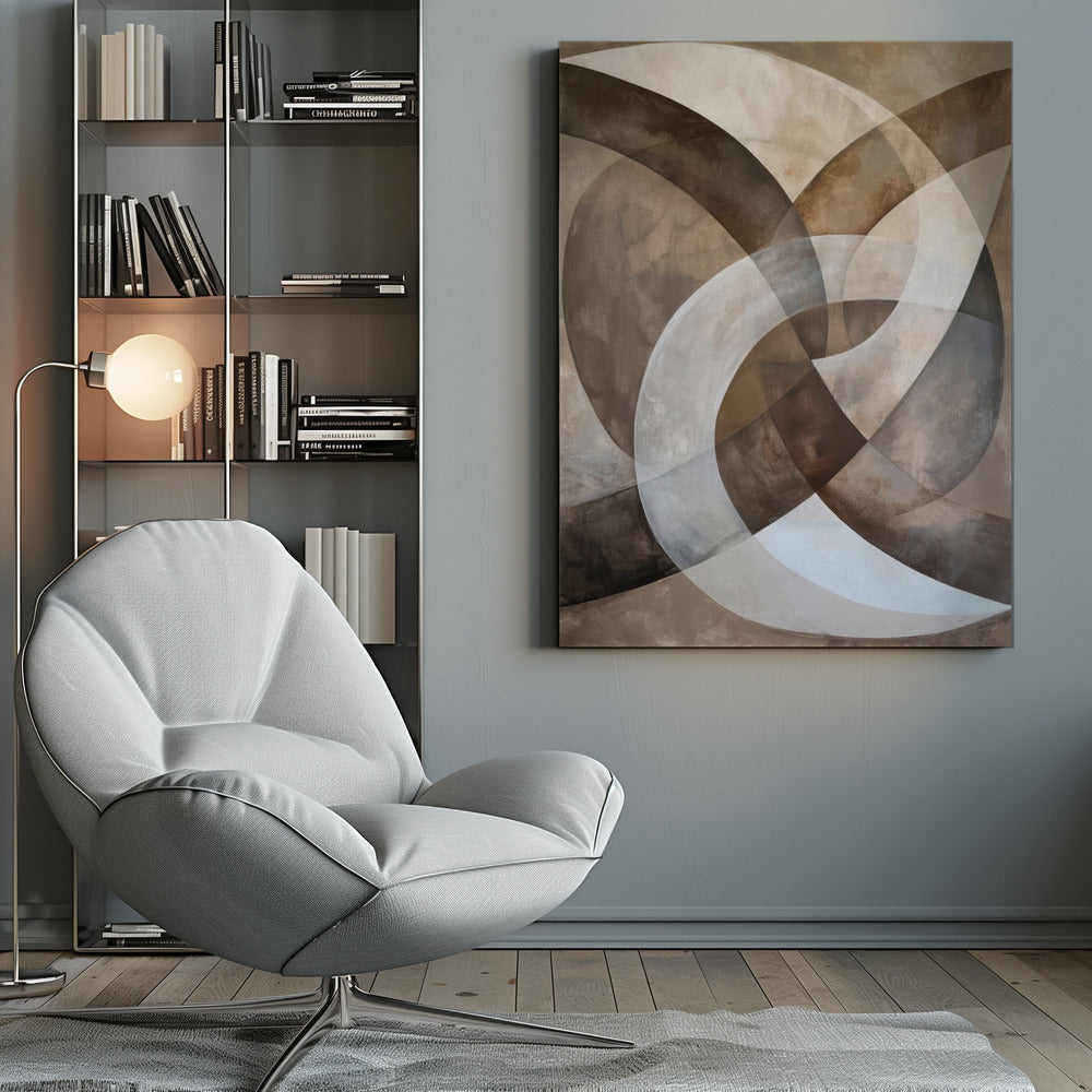Abstract Art Beige Brown Geo Abstract - Poster / Art Print