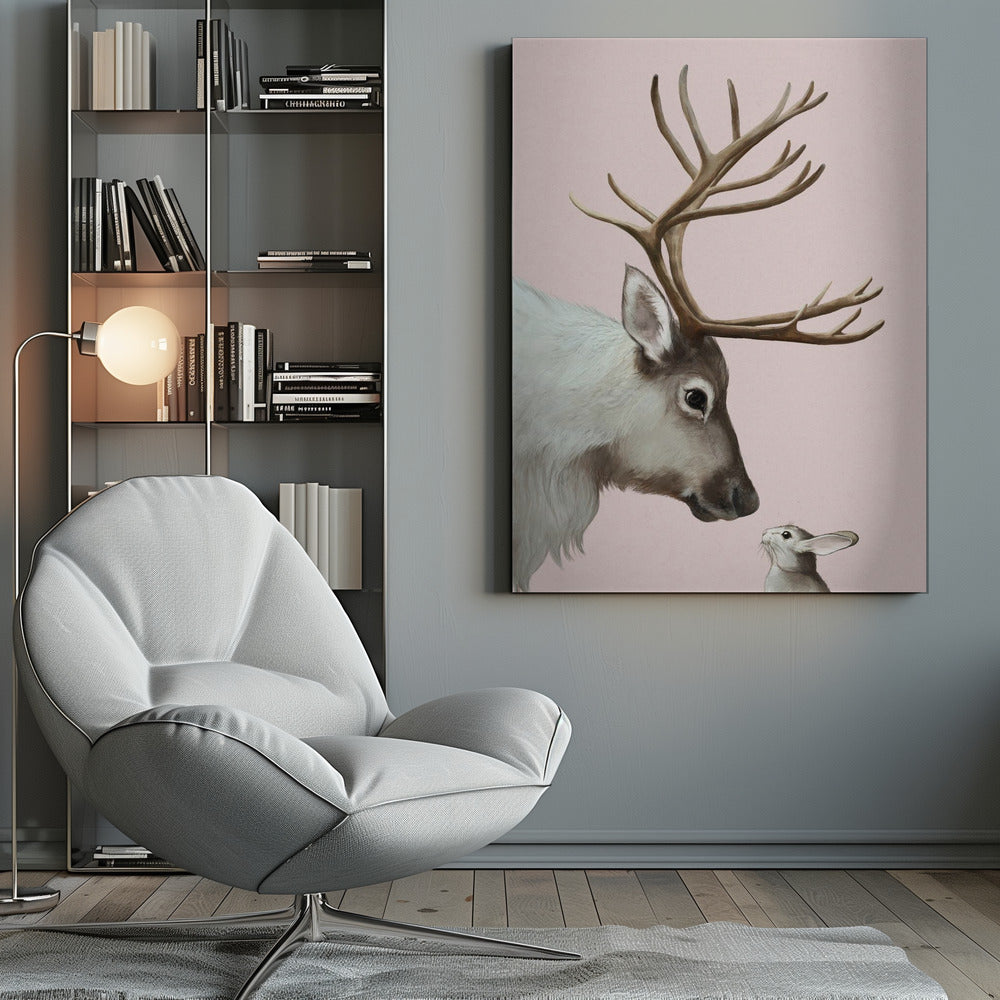 Reindeer and Rabbit - Poster / Art Print