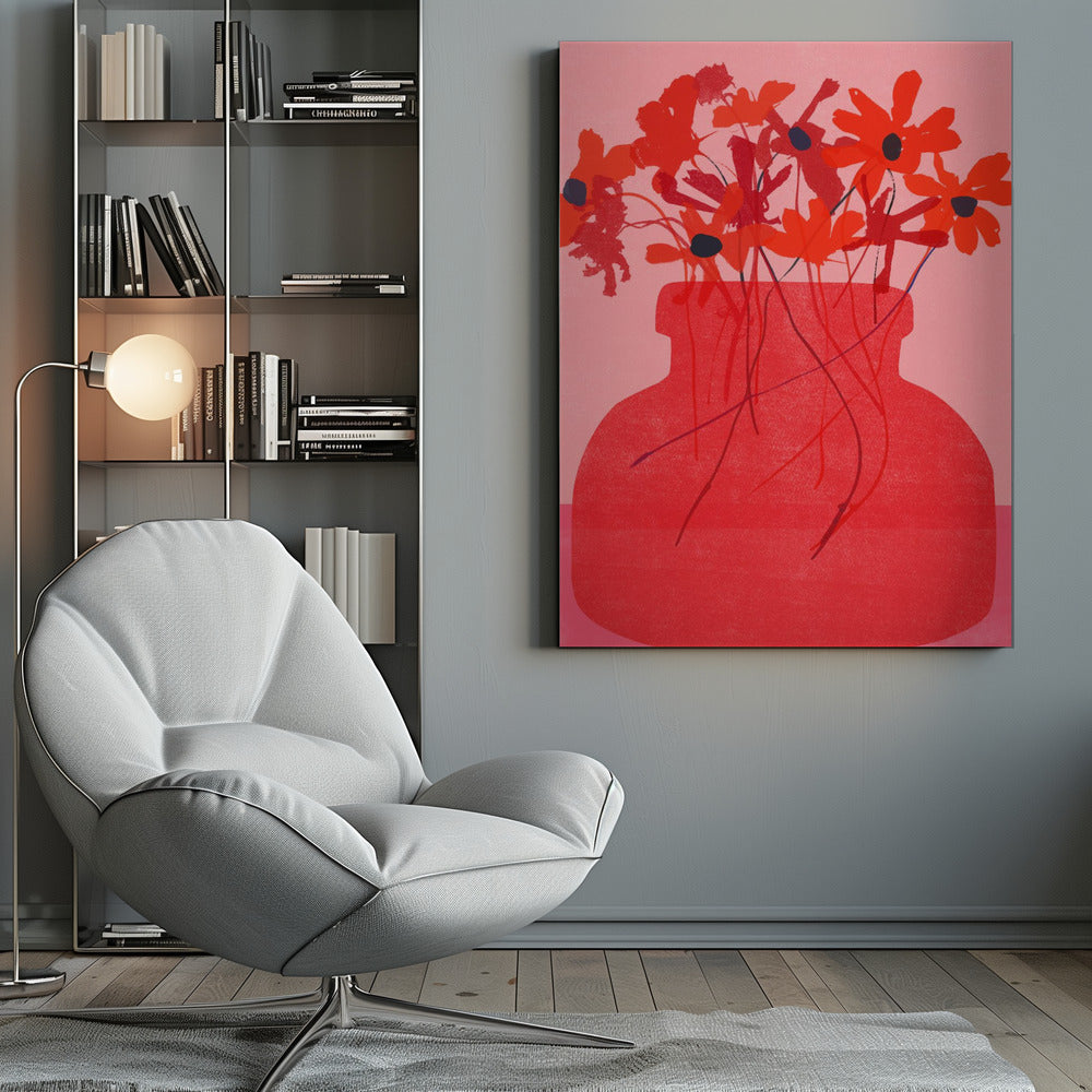 Red Flower in a Vase - Poster / Art Print