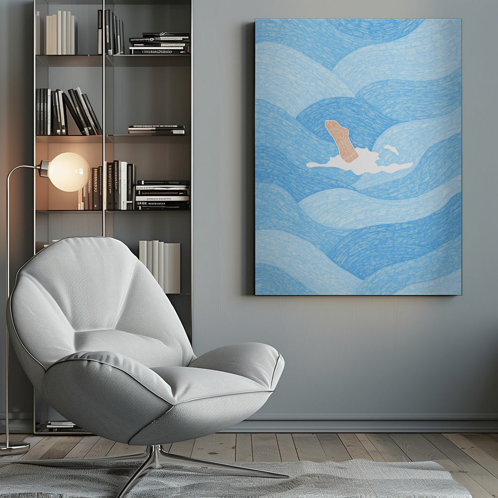Swimming in the Summer Ocean - Poster / Art Print