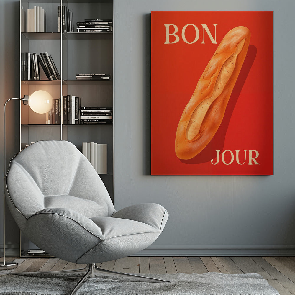 Baguette On A Red Background - Poster / Art Print