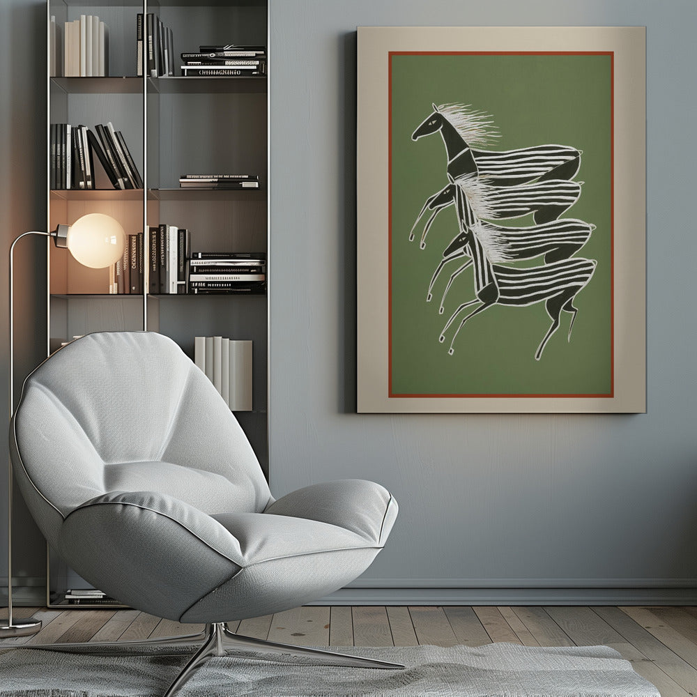 Horses In Stripes - Poster / Art Print