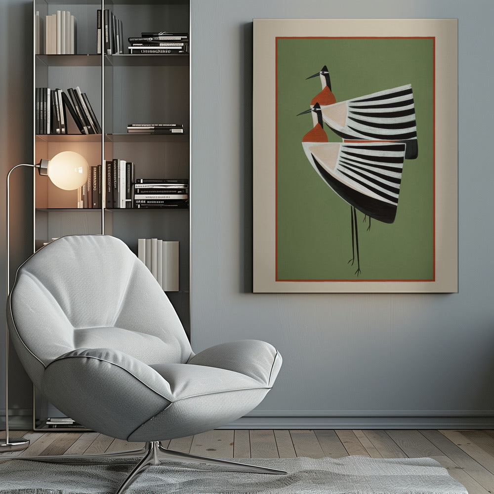 Striped Bird Pair - Poster / Art Print