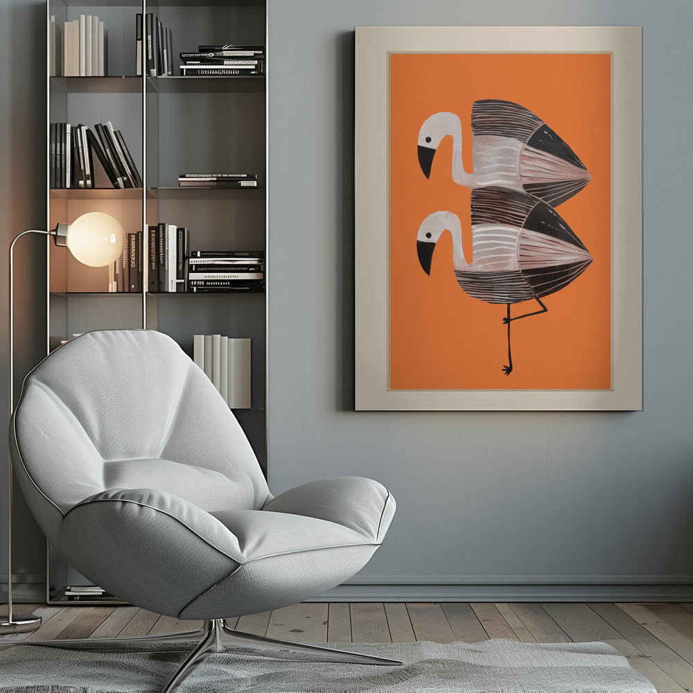 Tangerine Flamingos - Poster / Art Print