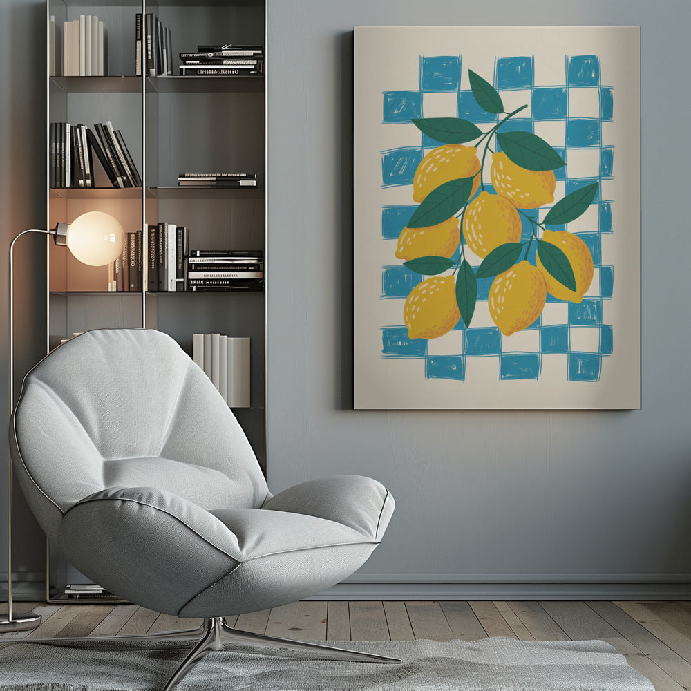 Lemon and Checks No 1 - Poster / Art Print