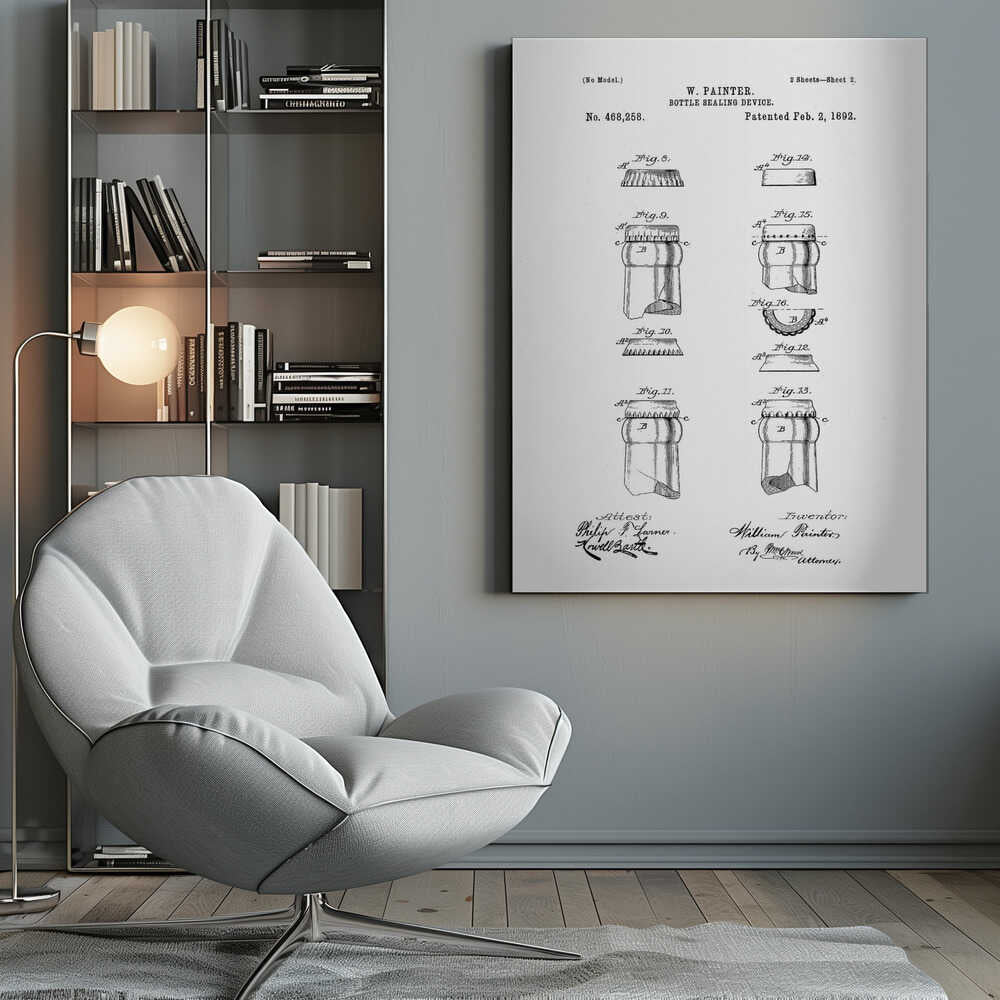 Bottle Sealing Device Patent 1892 - Poster / Art Print