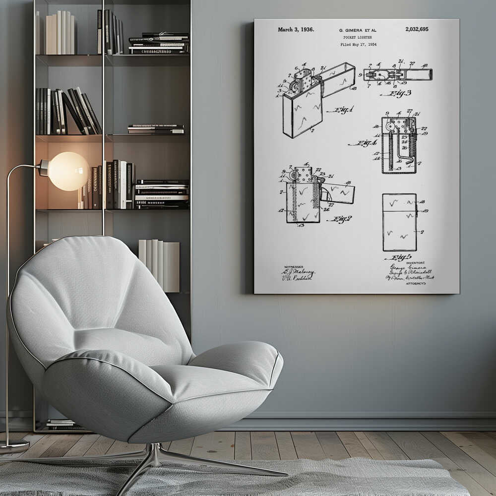 Pocket Lighter Patent 1934 - Poster / Art Print