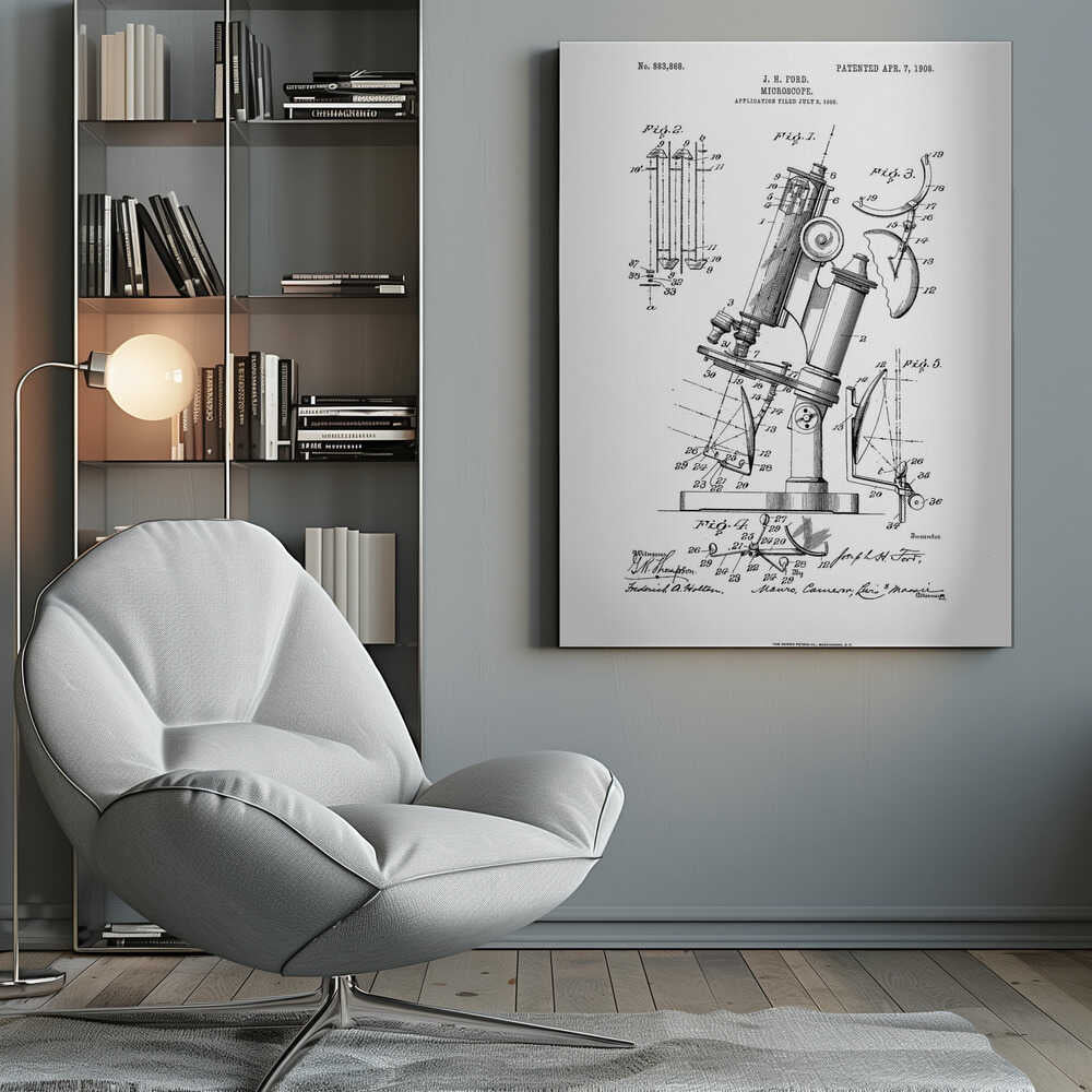 Microscope Patent 1908 - Poster / Art Print