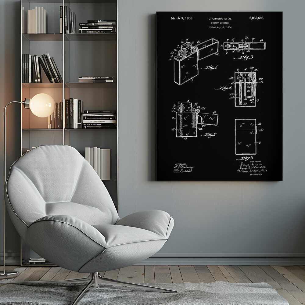 Pocket Lighter Patent 1934 - Poster / Art Print