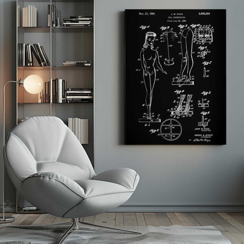 Doll Construction Patent 1961 - Poster / Art Print