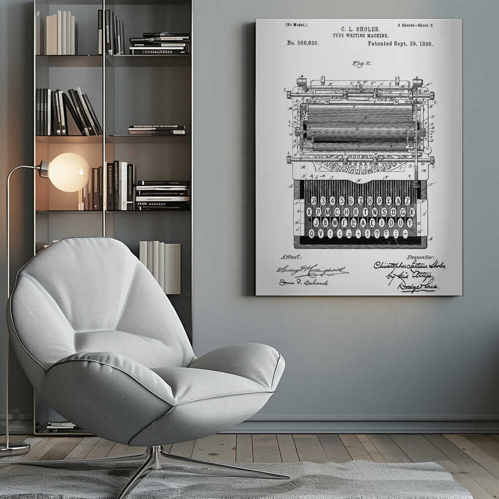 Typewriter Patent 1896 - Poster / Art Print