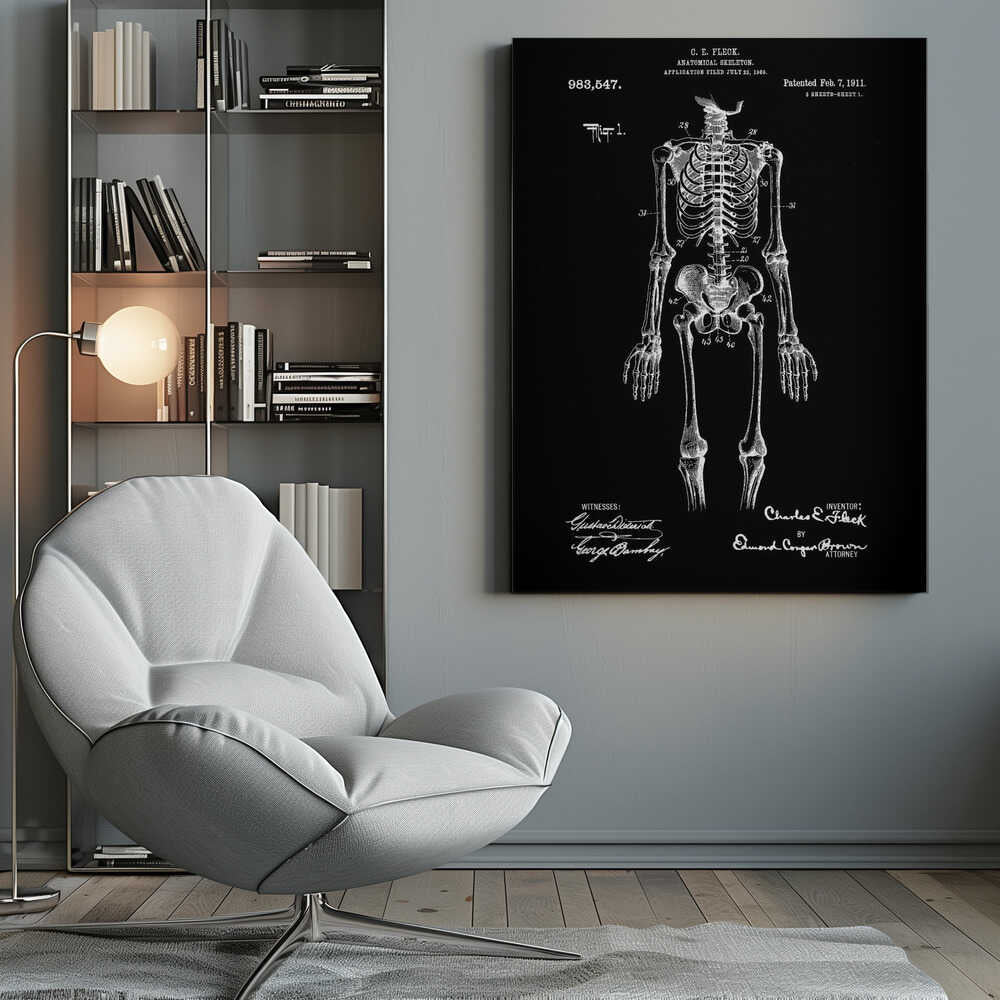 Anatomical Skeleton Patent 1911 - Poster / Art Print