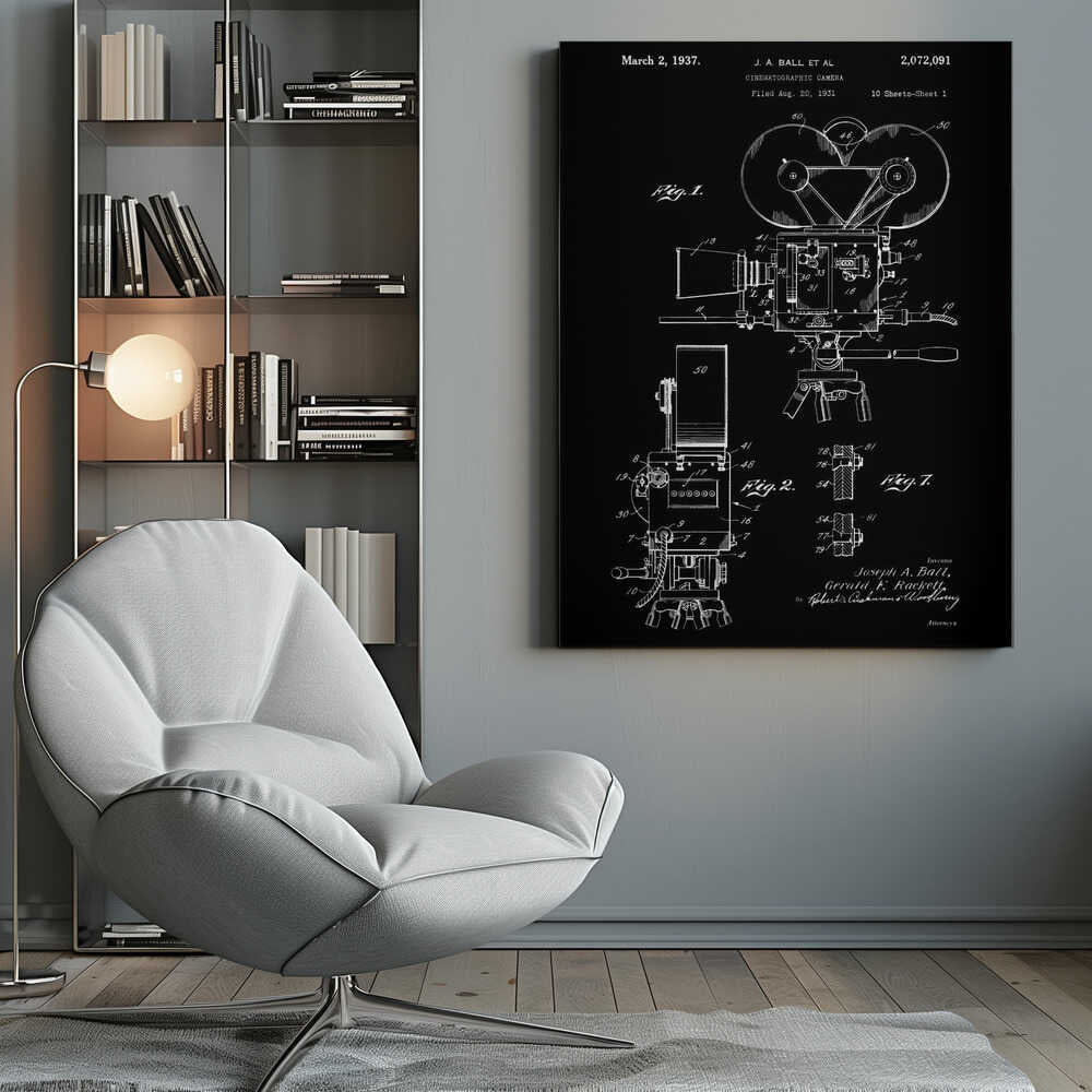 Cinematographic Camera Patent 1937 - Poster / Art Print