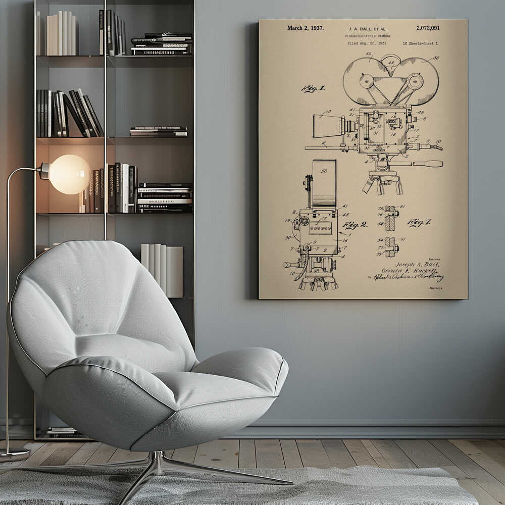 Cinematographic Camera Patent 1937 - Poster / Art Print