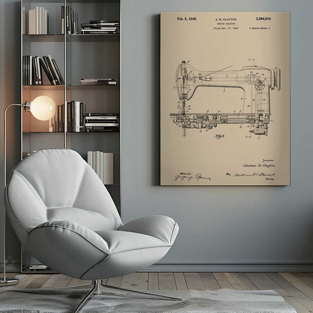Sewing Machine Patent 1944 - Poster / Art Print