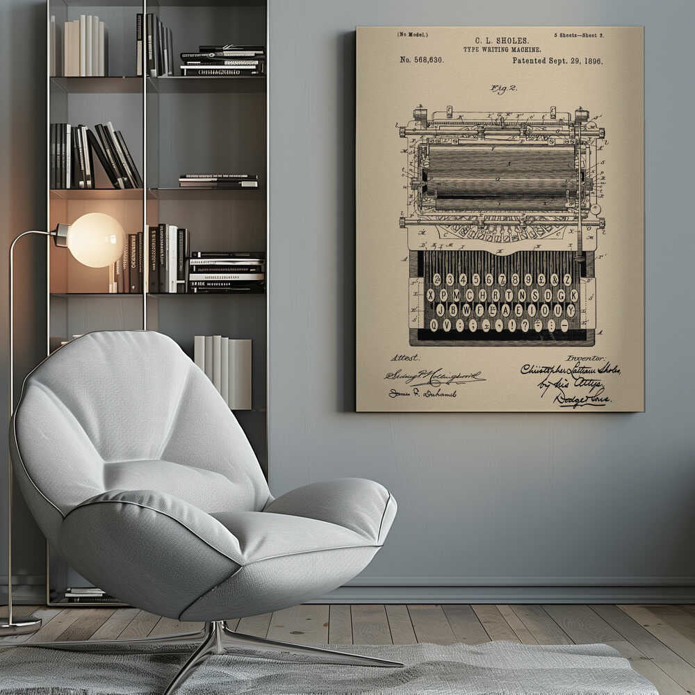 Typewriter Patent 1896 - Poster / Art Print