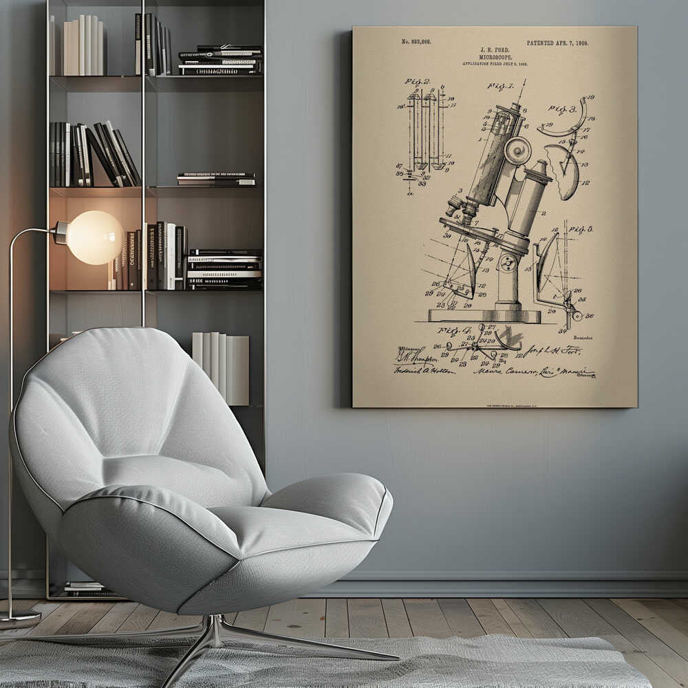 Microscope Patent 1908 - Poster / Art Print