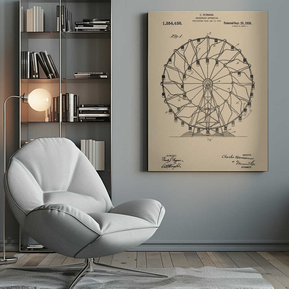 Amusement Apparatus Patent 1920 - Poster / Art Print