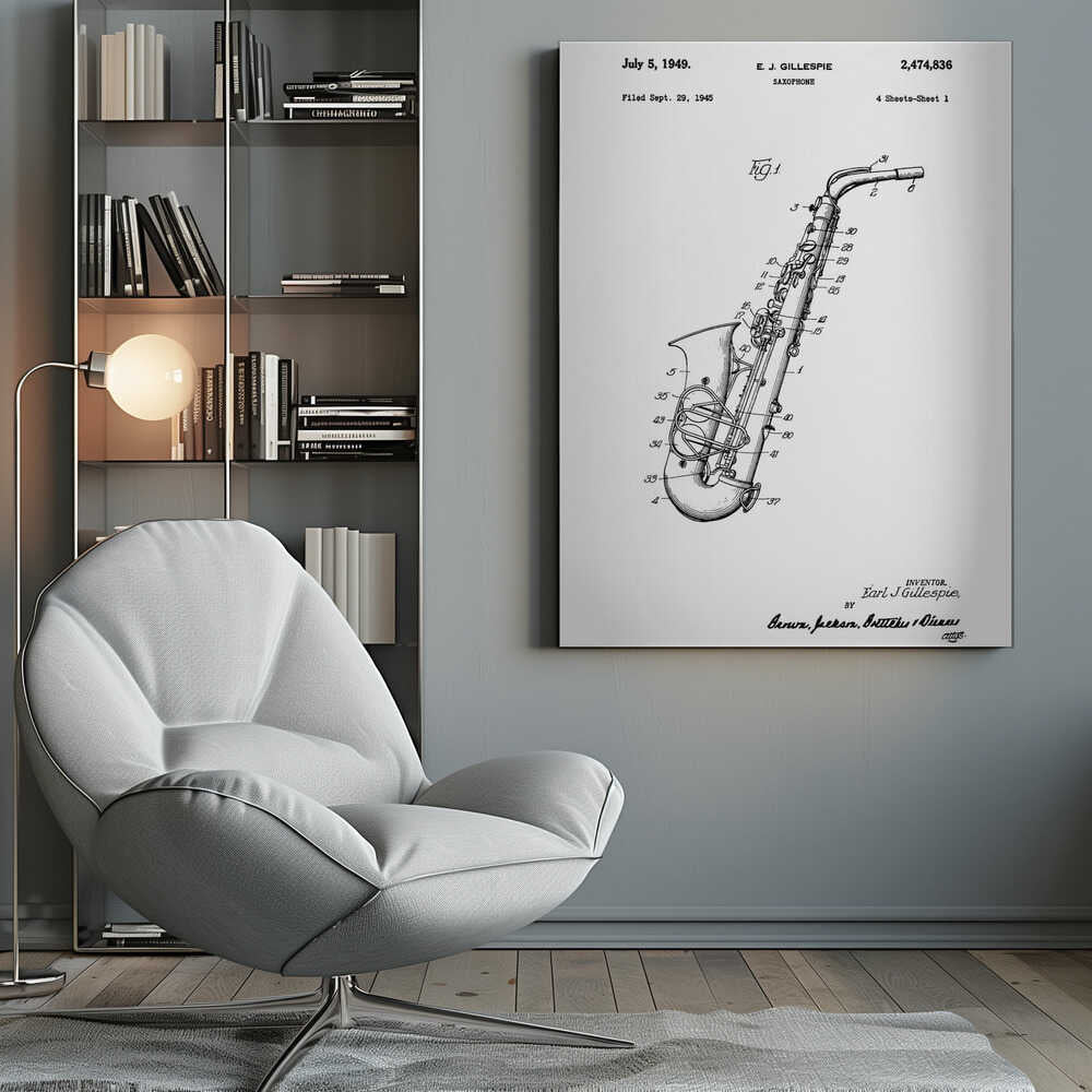 Saxophone Patent 1945 - Poster / Art Print