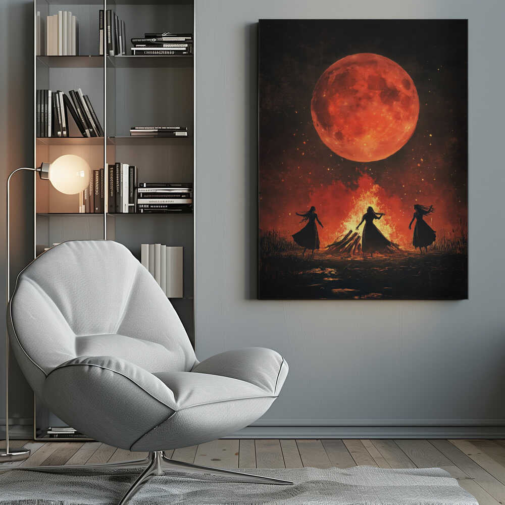 Dancing Witches Halloween Scene (1) - Poster / Art Print